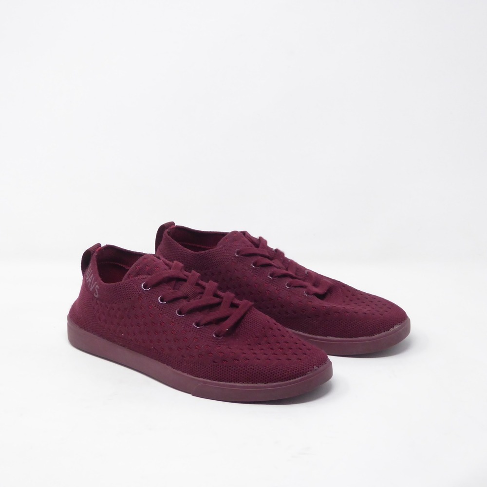 SUAVS Zilker Womens Sneakers Burgundy Red Knit Lace Up Low Top 7.5